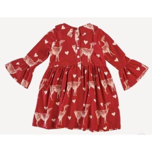 Kate Quinn valentines bell sleeve collar dress llama & hearts bamboo - 7Y nib - Picture 3 of 4
